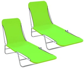 vidaXL 2 db zöld összecsukható acél és szövet napozóágy