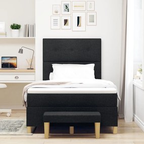 Box Spring Ágy Matrac &amp; Pad Fekete 120x190 cm Szövet