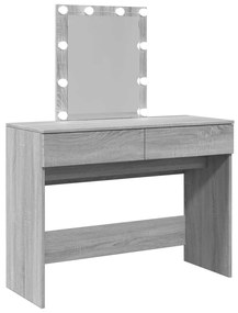 szürke sonoma színű fésülködőasztal LED-del 100 x 40 x 130 cm