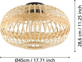 EGLO 43723 AMSFIELD Japandi Mennyezeti Lámpa Barna, Fekete E27 IP20