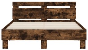 füstös tölgy színű szerelt fa ágykeret fejtámlával 120x190 cm