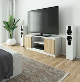 TV asztal Dariel  (fehér + szonoma tölgy). Akció -12%. 1069407