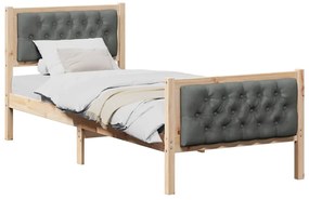 Ágykeret fejtámlával Sötétszürke 80 x 200 cm Tömör fenyőfa