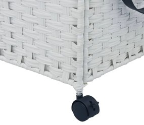 fehér rattan szennyeskosár kerekekkel 60x35x60,5 cm