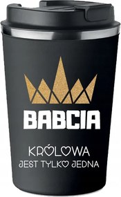 Prémium Termo Bögre fekete ajándék Nagymama Napjára királynő KT_512_cz