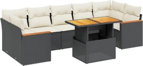 vidaXL 8 részes fekete polyrattan kerti ülőgarnitúra párnákkal