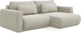 Bézs kinyitható-tárolóhelyes sarokkanapé (jobb oldali-heverő résszel) Kapua – Makamii