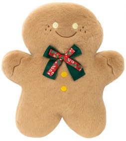 Bársonyos díszpárna mézeskalács formában GINGERBREAD, bézs