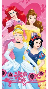 Rózsaszín frottír gyerek fürdőlepedő 70x140 cm Princesses – Jerry Fabrics