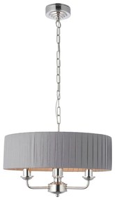 Endon 94394 - Csillár láncon HIGHCLERE 3xE14/40W/230V söt. szürke/fényezett króm