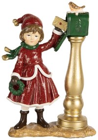 Kislány postaládával vintage karácsonyi figura