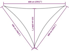 antracitszürke háromszög alakú oxford-szövet napvitorla 5x6x6 m