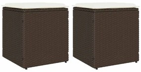 2 db barna polyrattan kerti szék párnával 40x40x43 cm