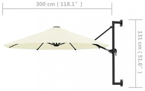 homokszínű falra szerelhető napernyő fémrúddal 300 cm