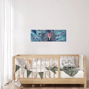 Egy festett páva képe (órával) (90x30 cm)