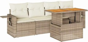 vidaXL 5 részes bézs polyrattan kerti ülőgarnitúra párnákkal