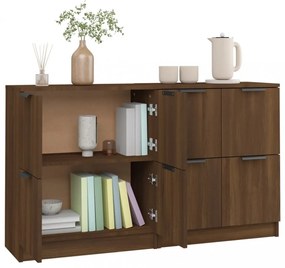 2 db barna tölgyszínű szerelt fa tálalóasztal 60 x 30 x 70 cm