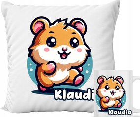 Párna Szett Bögre Hörcsög Aranyos Állat Ajándék Név