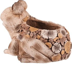 Béka virágtartó, magnézium, fa dekor