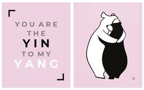 Poszter szett, jin jang, keret nélkül, 40x50 cm, rózsaszín - TOI ET MOI