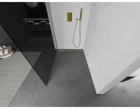 Mexen Kioto, Walk-In zuhany paraván 110 x 200 cm, 8mm szürke üveg, arany matt profil, 800-110-101-55-40