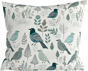 Pamut párnahuzat LEAFBIRD POLY 45x45 cm, fehér-zöld