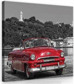 Vászonkép 80x80 Piros kabrió klasszikus autó retro elegancia nosztalgia