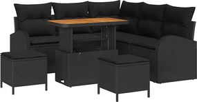 vidaXL Kerti Kanapé Szett párnával tárolóval párnával 8 pcs Fekete