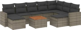 vidaXL 10 részes szürke polyrattan kerti ülőgarnitúra párnákkal