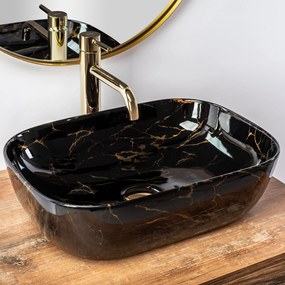 Pultos Mosdó Rea Belinda Black Marble Shiny
