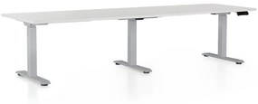 OfficeTech Long állítható magasságú asztal, 260 x 80 cm, szürke alap, fehér