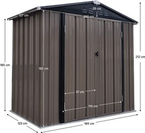 Pléh kerti szerszámos ház, barna/antracit, 2x1,3 m, RADOL