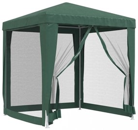 zöld HDPE rendezvénysátor 4 hálós oldalfallal 2 x 2 m