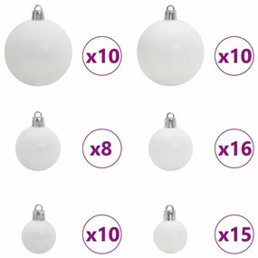 Karácsonyi Díszgömb Készlet 300 LED-del 120 pcs Fehér Műanyag