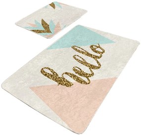 Krémszínű-aranyszínű bársony fürdőszobai kilépő szett 2 db-os 60x100 cm Hello – Mila Home