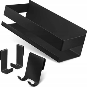 Liebheim Fürdőszobai Zuhanypolc Akasztókkal Fém Fekete