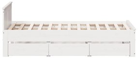 fehér tömör fenyőfa fejtámlás ágykeret matrac nélkül 135x190 cm