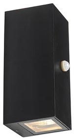 Fali lámpa fekete 2 lámpás IP44 mozgásérzékelővel - Baleno