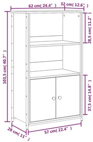 fekete szerelt fa magasszekrény 62 x 32 x 103,5 cm