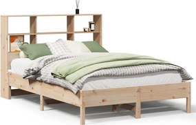 vidaXL tömör fenyőfa könyvespolcos ágy matrac nélkül 150 x 200 cm