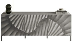 SNAKE háromajtós komód, betonhatású testet és szürke, díszített mintázatú előlapokkal