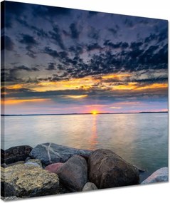Vászonkép 40x40 Sziklák Tenger Naplemente