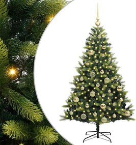 vidaXL Műanyag Hajtogatott Karácsonyfa 150 LED-del Zöld 120 cm