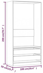 vidaXL barna tölgy színű szerelt fa ruhásszekrény 100 x 50 x 200 cm