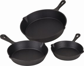 Öntöttvas steak serpenyő szett, 3 db-os