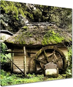 Vászonkép 60x60 Vízimalom nádtetővel