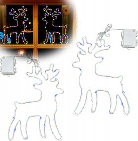Világító, dekoratív rénszarvas alakú karácsonyi fényfüzér, 2db-os szett