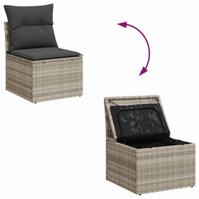 Kerti Kanapé Szett párnával tárolóval 3 pcs Világosszürke