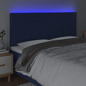 kék szövet LED-es fejtámla 180x5x118/128 cm