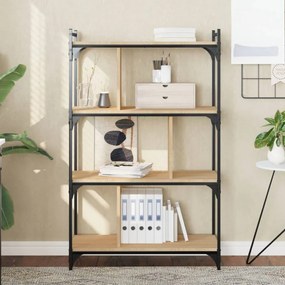 4 szintes sonoma tölgy színű fa könyvespolc 76 x 32 x 123 cm
